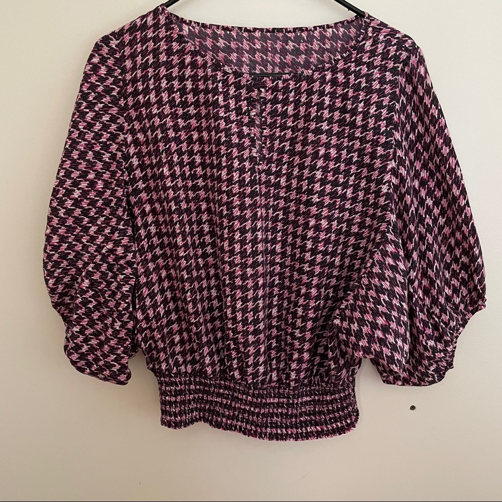 Michael Kors Silk Pink Houndstooth Dolman Blouse